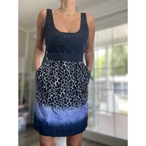 ANTHROPOLOGIE Maeve Silk Spotted Ombré Colorblock Slip Dress M